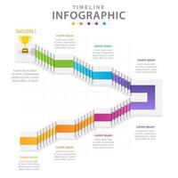 modèle d'infographie pour les entreprises. Diagramme de chronologie moderne en 6 étapes avec escaliers 3d, infographie vectorielle de présentation. vecteur