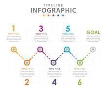 modèle d'infographie pour les entreprises. Diagramme de chronologie moderne en 6 étapes avec lignes, infographie vectorielle de présentation. vecteur