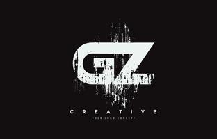 gz gy grunge brosse lettre logo design en illustration vectorielle de couleurs blanches. vecteur