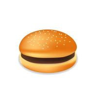hamburger ou sandwich réaliste avec repas de restauration rapide à la viande vecteur