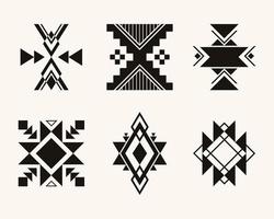 ensemble d'éléments décoratifs tribaux. motif ethnique pour la conception textile. ornement géométrique aztèque. vecteur