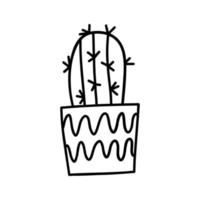 doodle plantes d'intérieur dans de jolis pots de style plat. fleurs de la maison, verdure. illustration de vecteur dessiné à la main isolé sur fond blanc.