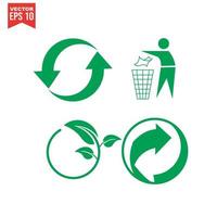 icônes de corbeille et panneaux de recyclage vecteur