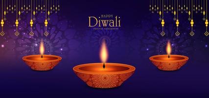 illustration de la gravure de diya sur fond de joyeuses fêtes de Diwali vecteur