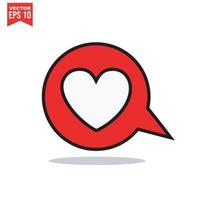icône de coeur rouge sur fond blanc. illustration de coeur de logo d'amour.