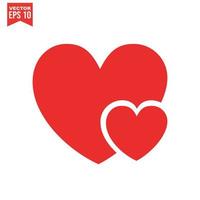 icône de coeur rouge sur fond blanc. illustration de coeur de logo d'amour.