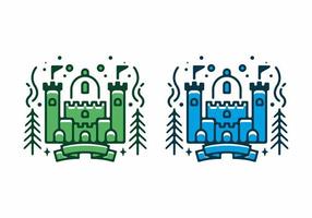 illustration plate verte et bleue du château vecteur