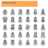 Dieux hindous, fine ligne et icônes parfaites de pixel