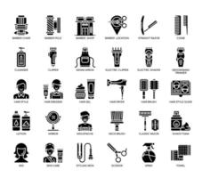 Barber Shop, Thin Line et Pixel Perfect Icons vecteur
