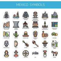 Mexico Elements, Thin Line et Pixel Perfect Icons vecteur