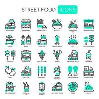 Street Food et Food Truck, Thin Line et Pixel Perfect Icons vecteur