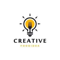 fourchette ampoule nourriture idée logo intelligent vecteur conception inspiration