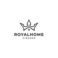 roi reine couronne maison immobilier immeuble appartement premium logo vecteur conception inspiration