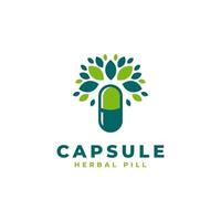capsule à base de plantes pilule feuille médicament médicament logo vecteur conception inspiration