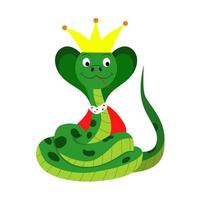 illustration de vecteur de dessin animé pour les enfants, la reine des serpents, la couronne et le manteau