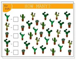 jeu de mathématiques pour les enfants compte combien il y en a. compter combien de cactus il y a. vecteur