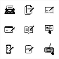 ensemble d'icônes simples sur un thème copywriting, image vectorielle, design, collection, plat, signe, symbole, élément, objet, illustration, isolé. fond blanc vecteur
