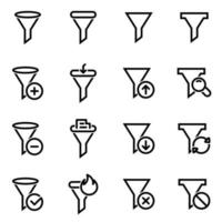 ensemble d'icônes simples sur un thème filtre, vecteur, design, collection, plat, signe, symbole, élément, objet, illustration, isolé, linéaire, ligne. fond blanc vecteur