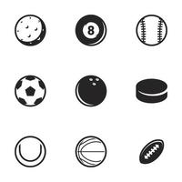 icônes pour les balles de sport à thème. fond blanc, vecteur, icône, ensemble