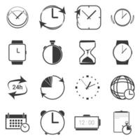icônes de temps et d'horloge sur fond blanc vecteur