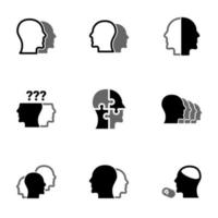 ensemble d'icônes simples sur un thème schizophrénie vecteur