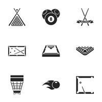 icônes pour billard à thème, vecteur, icône, ensemble. fond blanc vecteur