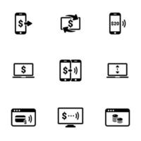 ensemble d'icônes simples sur un paiement mobile à thème, vecteur, conception, collection, plat, signe, symbole, élément, objet, illustration, isolé. fond blanc vecteur