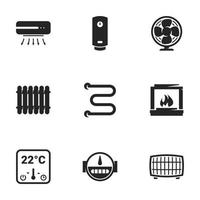 icônes pour les appareils électroménagers à thème, le refroidissement, le chauffage. fond blanc vecteur
