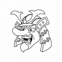 Page de coloriage de masque de tengu japonais dessiné à la main, illustration vectorielle eps.10 vecteur