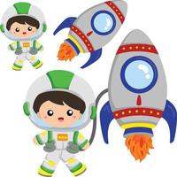 enfants dans l'espace vecteur clipart