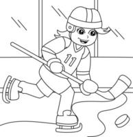 fille jouant au hockey coloriage pour les enfants vecteur