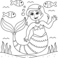 coloriage de sirène pour les enfants vecteur