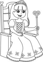 Coloriage princesse isolé pour les enfants vecteur