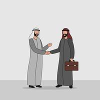 illustration vectorielle de caractères d'affaires arabes - discussion d'affaires vecteur