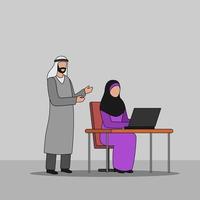 illustration vectorielle de caractères d'affaires arabes - discussion d'affaires vecteur