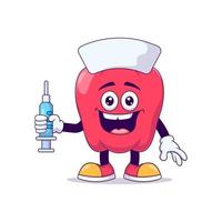 personnage de mascotte de dessin animé de poivron rouge infirmière vecteur