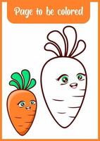 page de coloriage pour enfant. jolie carotte vecteur