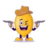 vecteur de personnage de mascotte de dessin animé citron cowboy