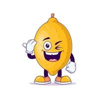 mascotte de dessin animé de citron montrant l'expression de salut vecteur