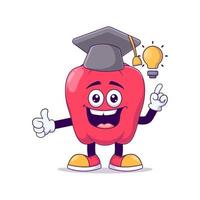 personnage de mascotte de dessin animé de poivron rouge de graduation vecteur