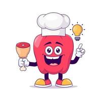 personnage de mascotte de dessin animé de poivron rouge boucher vecteur