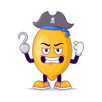 vecteur de personnage de mascotte de dessin animé de citron pirate
