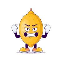 mascotte de dessin animé de citron montrant une forte expression vecteur