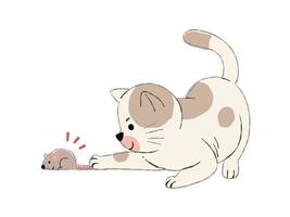 un chat mignon qui attrape la souris vecteur