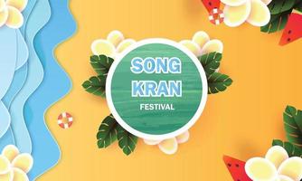 joyeux festival de songkran en thaïlande vente affiche vecter fleur sur sumer avril modèle concept vecteur