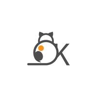 logo d'icône de chat avec vecteur de conception de modèle de lettre k