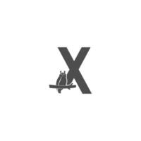 icône du logo lettre x avec vecteur de conception d'icône de hibou
