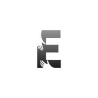 lettre e logo icône avec modèle de symbole de conception de main vecteur
