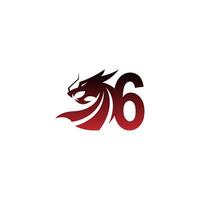 icône du logo numéro 6 avec vecteur de conception de dragon