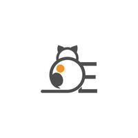 logo d'icône de chat avec vecteur de conception de modèle de lettre e
